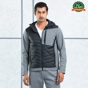 MENS QUILTING JACKET- BLACK/GREY