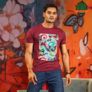 Men’s Maroon Print T-Shirt