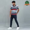 Men’s Sky-Blue Striped Polo