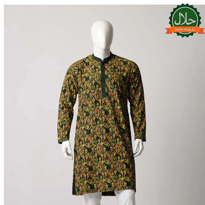 MENS PANJABI-BOTTLE GREEN