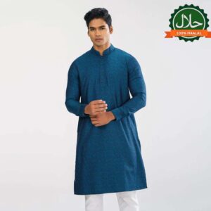 Men's Peacock Blue Basic Panjabi