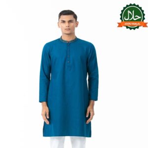 Mens Teal Blue Karchupi Panjabi