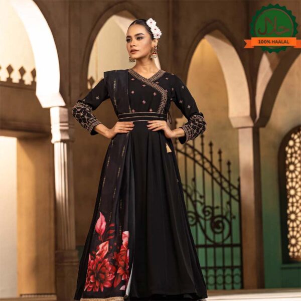 Womens Ethnic Super Premium Gown-Black