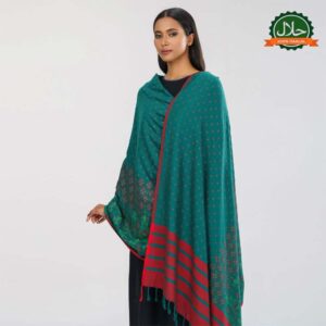 Womens Green Ethnic Shawl