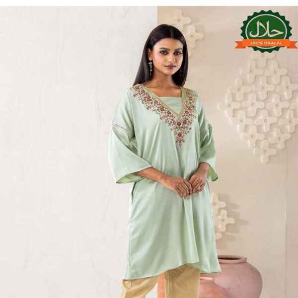 Women Pastel Embroidered Kurti