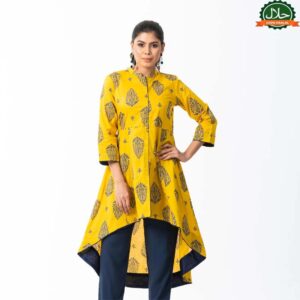 Womens Ethnic Mustard Fusion Kurti