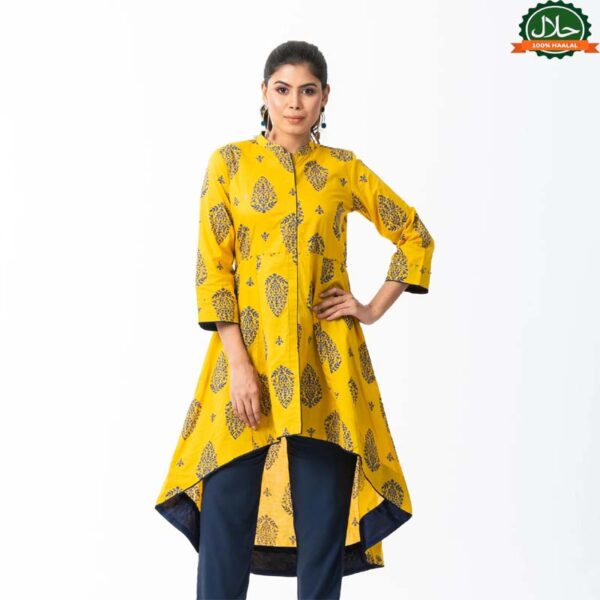 Womens Ethnic Mustard Fusion Kurti