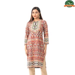 Womens Tan Printed Kurti