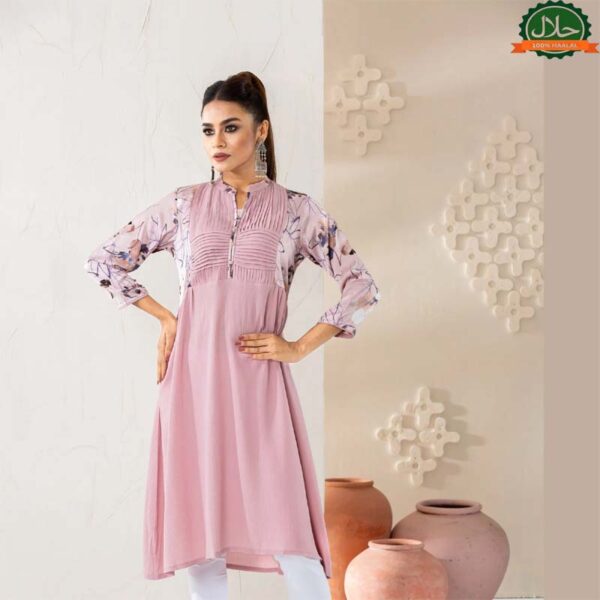 Women Light Pink Printed Kurti