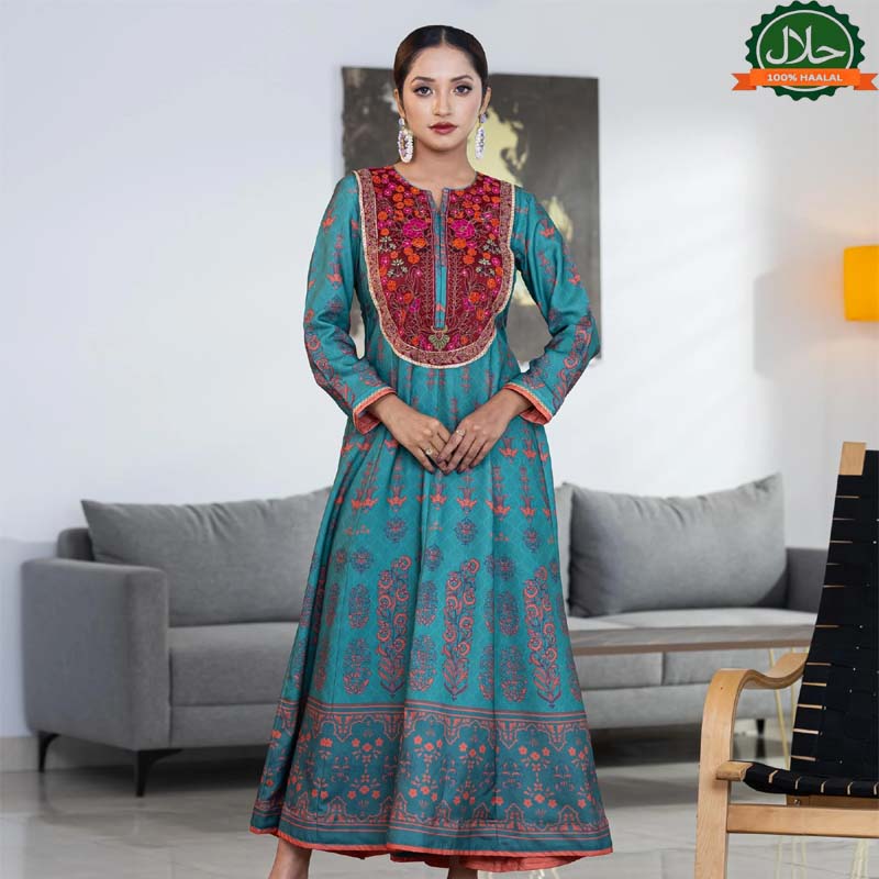 Womens Ethnic Gown-Green