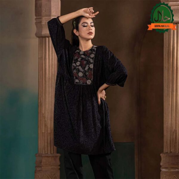 Women Ethnic Black Fusion Kurti