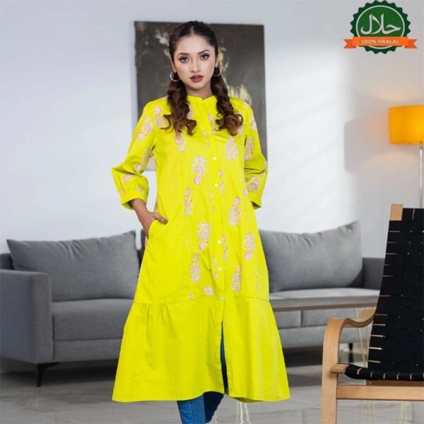 Women Neon Green Fusion Kurti