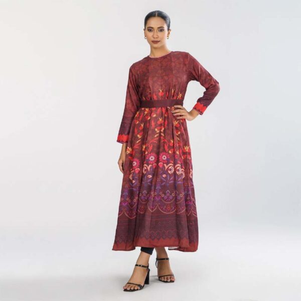 Womens Multicolor Digital Printed Gown