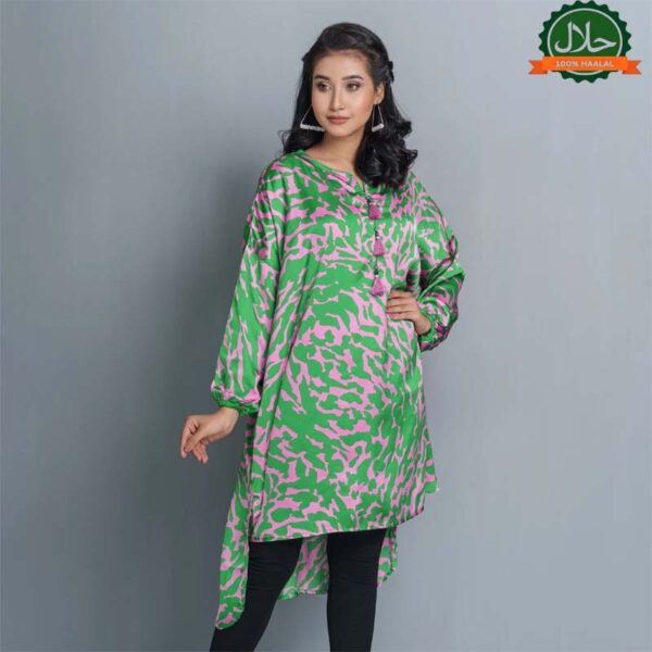 Women Green & Pink Printed Kurti