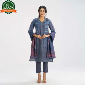 Womens Bluish Grey 3-Piece Ethnic Set