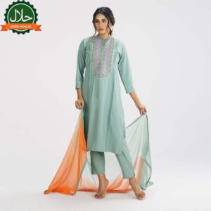 Womens Pistachio Green Ethnic 3-Piece