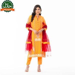 Womens Ethnic Tangerine 3-Piece Set